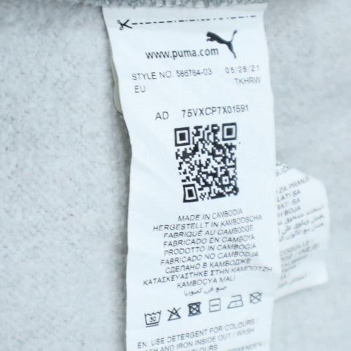 Puma Men's Grey Pullover Hoodie M Logo Fleece Sweatshirt