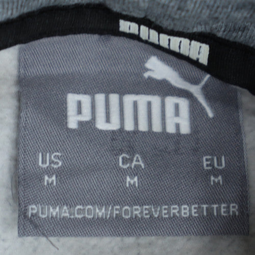 Puma Men's Grey Pullover Hoodie M Logo Fleece Sweatshirt
