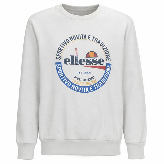 Ellesse Men's White Graphic Logo Crew Neck Sweatshirt Size M