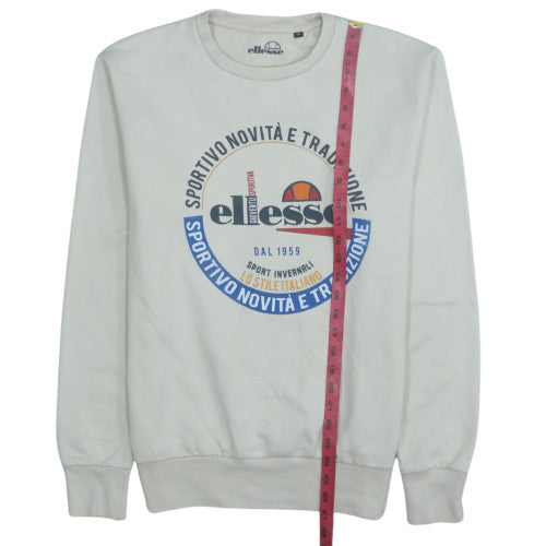 Ellesse Men's White Graphic Logo Crew Neck Sweatshirt Size M