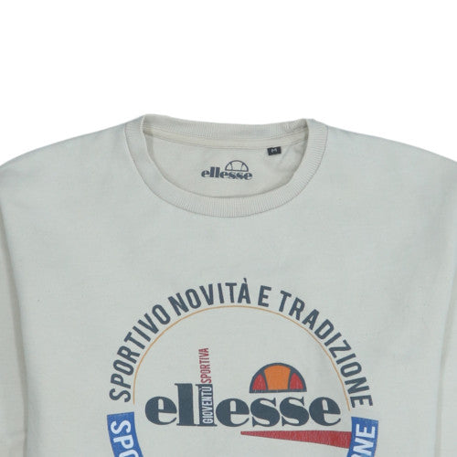 Ellesse Men's White Graphic Logo Crew Neck Sweatshirt Size M