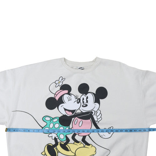 Disney Mickey & Friends George Women White 2XL Pullover Sweatshirt