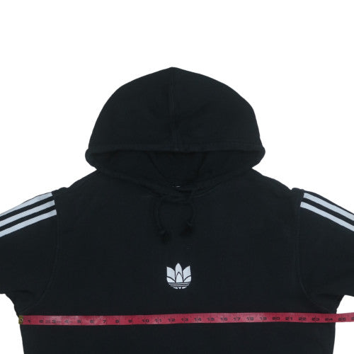 Adidas Womens Black Size 10 Pullover Hoodie with Logo and Stripes