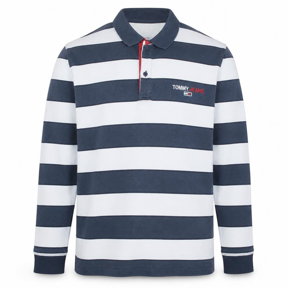 Tommy Jeans Men’s Blue Striped Henley Sweatshirt XL