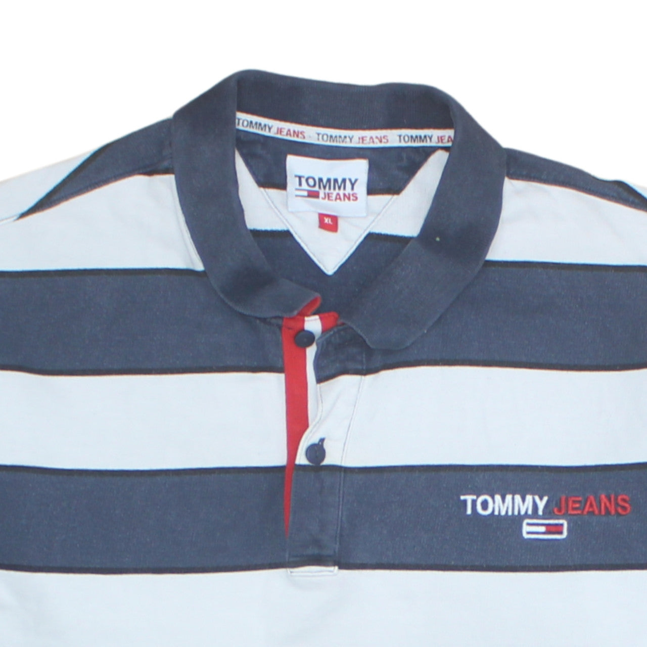 Tommy Jeans Men’s Blue Striped Henley Sweatshirt XL