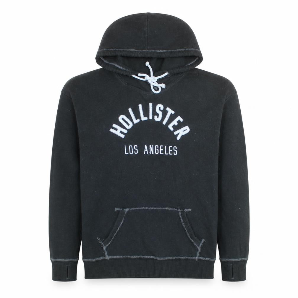 Hollister Men’s Black Pullover Hoodie L Hooded Sweatshirt Los Angeles Logo