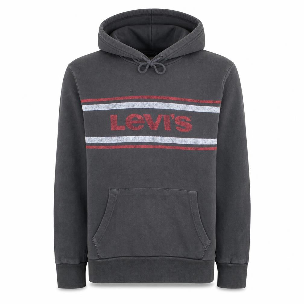 Levi's Men's Grey Pullover Hoodie M Logo Print Cotton Fleece