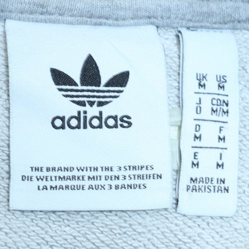 Adidas Men Grey Crew Neck Pullover Sweatshirt M Regular Fit Logo