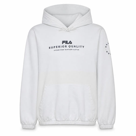 FILA Men's White Pullover Hoodie M Logo Sports Fleece Sweatshirt