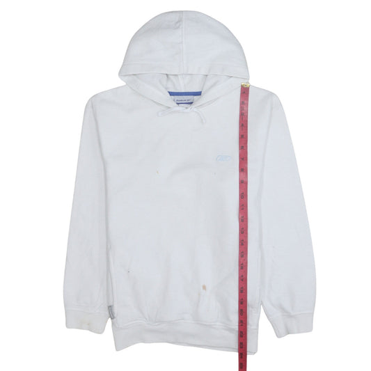 Reebok Men’s White Pullover Hoodie Size M Logo Fleece Sweatshirt