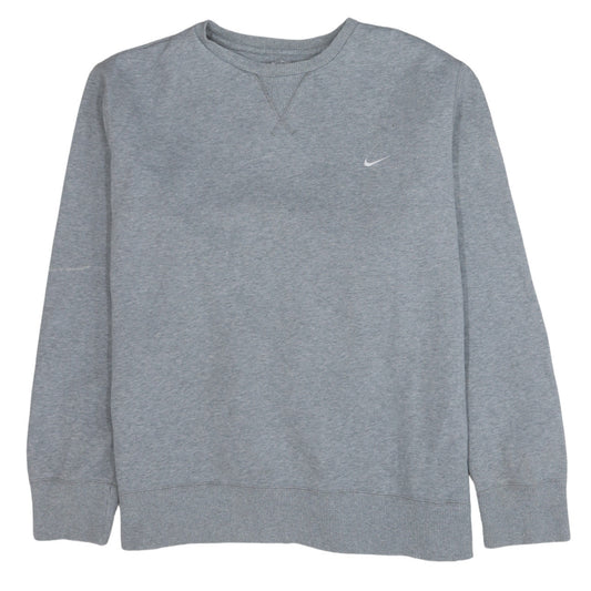 Nike Men's Grey Fleece Pullover Sweatshirt L Crew Neck Sportswear