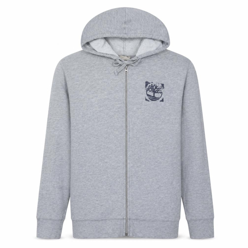 Timberland Men's Grey Full Zip Hoodie S Outdoor Logo Sweatshirt