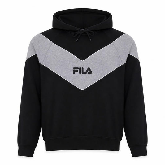 Fila Men's Black & Grey Pullover Hoodie Medium Logo Sweatshirt
