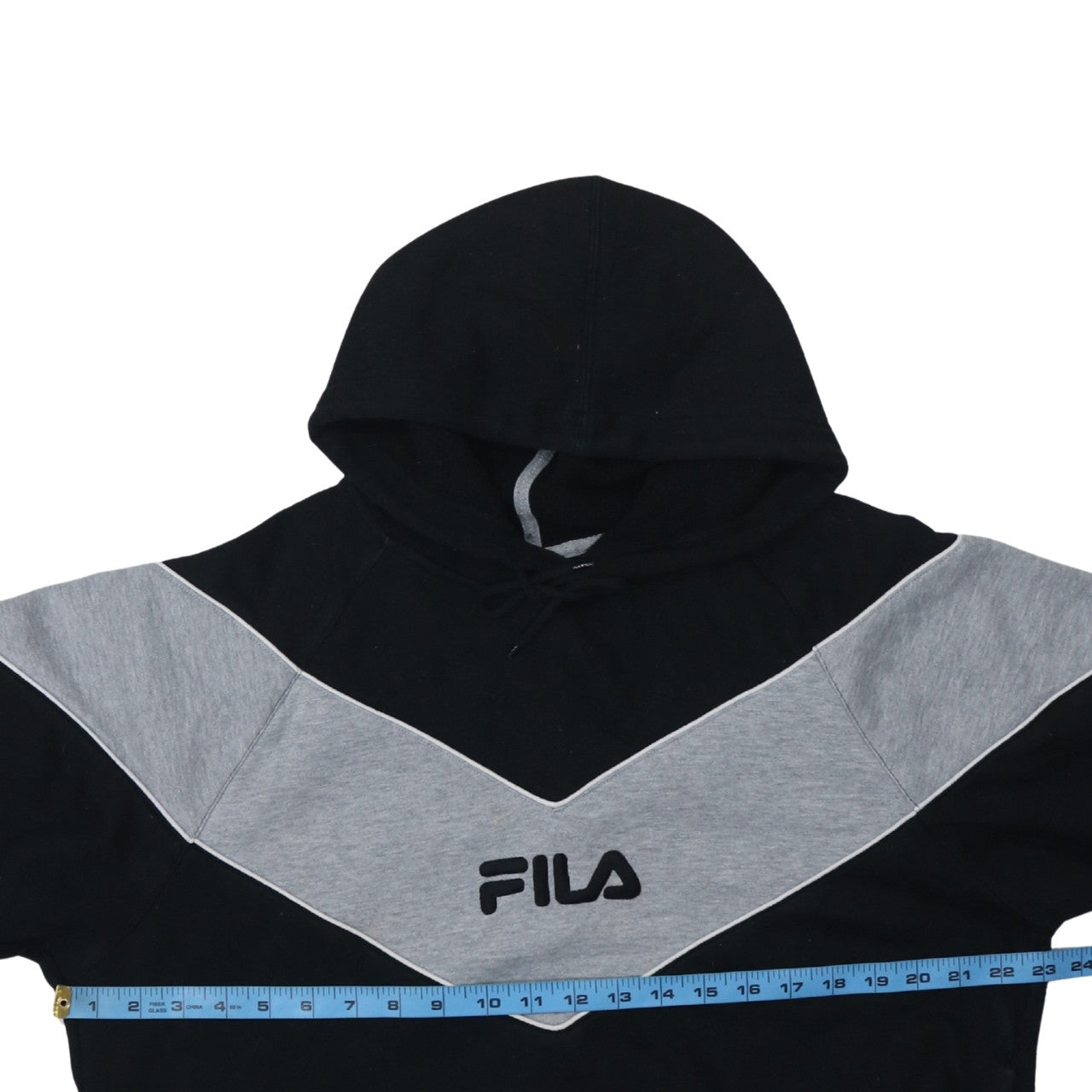 Fila Men's Black & Grey Pullover Hoodie Medium Logo Sweatshirt