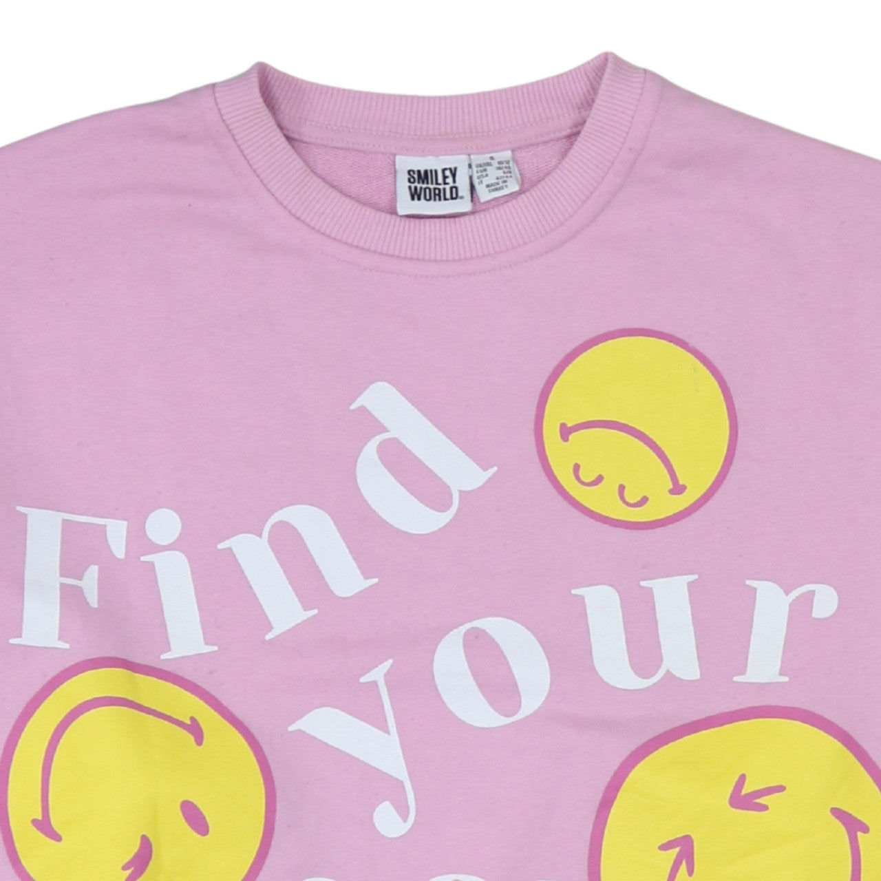 SmileyWorld Women Pink Graphic Print Pullover Sweatshirt Size S
