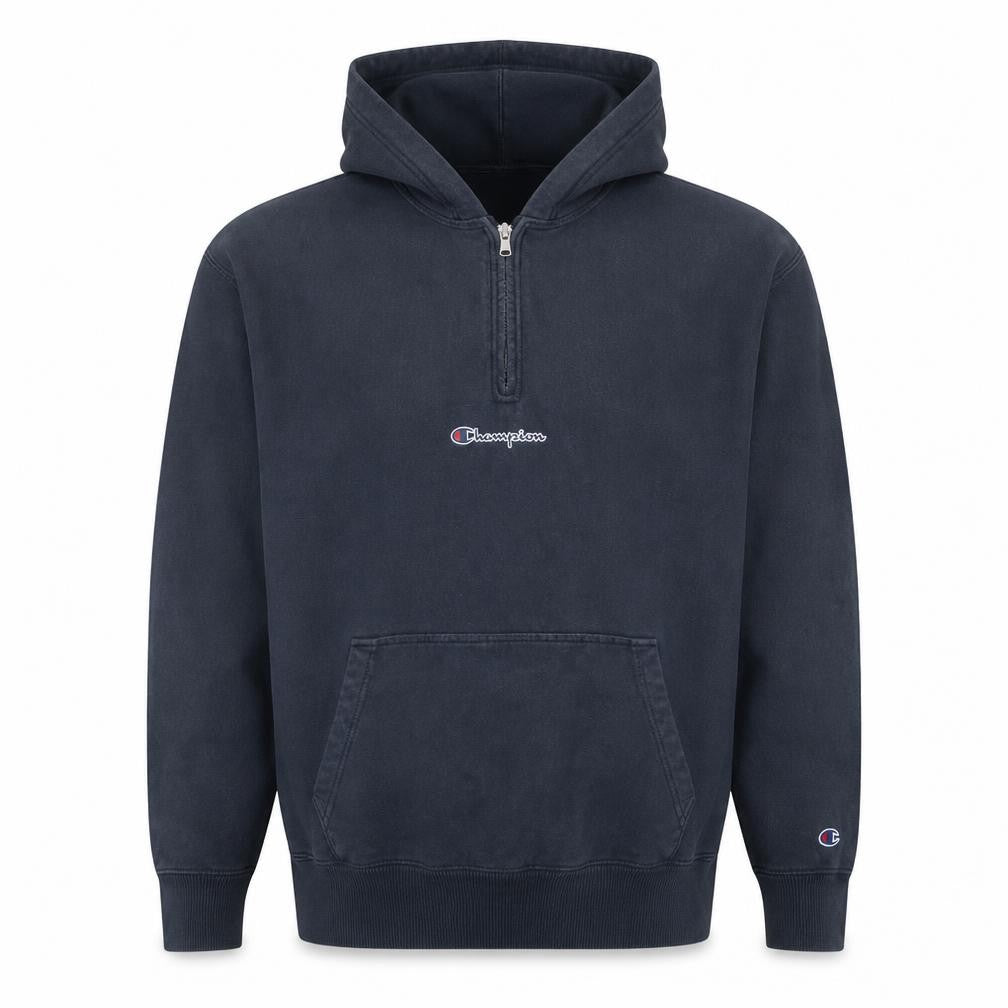 Champion Men's Black Large 1/2 Zip Hoodie Sweatshirt Fleece