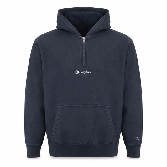 Champion Men's Black Large 1/2 Zip Hoodie Sweatshirt Fleece