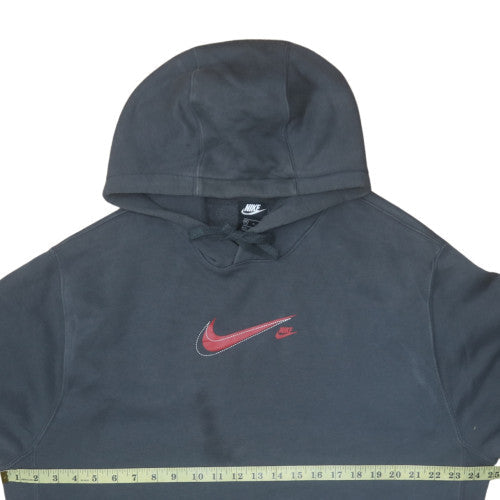 Nike Men's Black XL Pullover Hoodie with Red Logo Cotton Sweatshirt