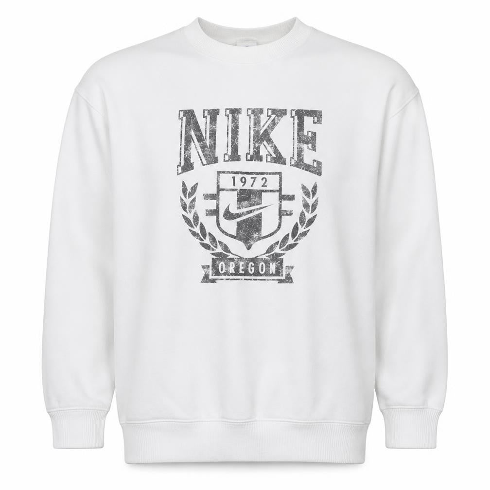 Nike Men's White Pullover Sweatshirt S Crew Neck Graphic Retro