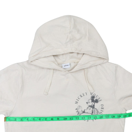 Disney Women Beige Mickey Mouse Pullover Hoodie Size 10 M Cotton