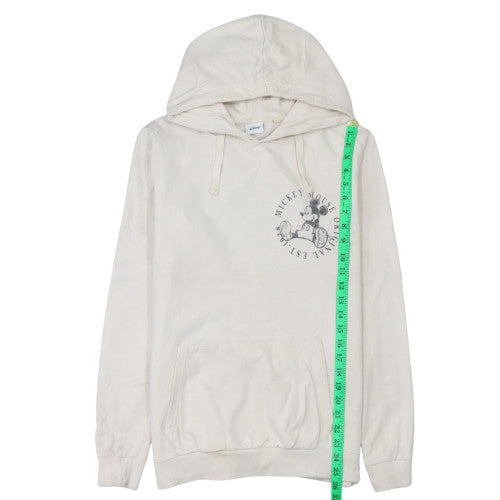 Disney Women Beige Mickey Mouse Pullover Hoodie Size 10 M Cotton