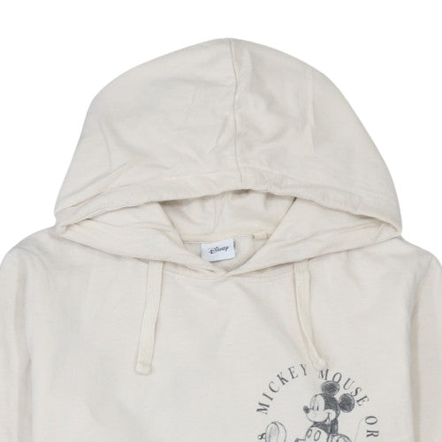Disney Women Beige Mickey Mouse Pullover Hoodie Size 10 M Cotton