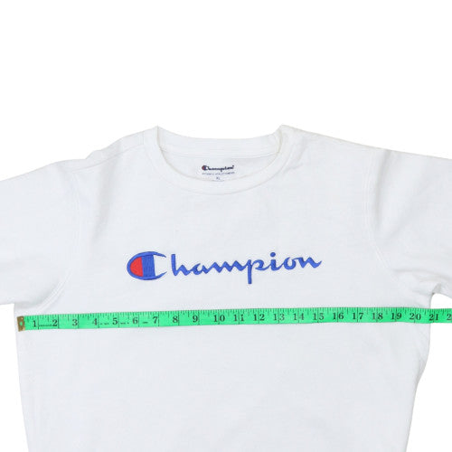 Champion Women's White XL Pullover Sweatshirt with Logo Embroidery