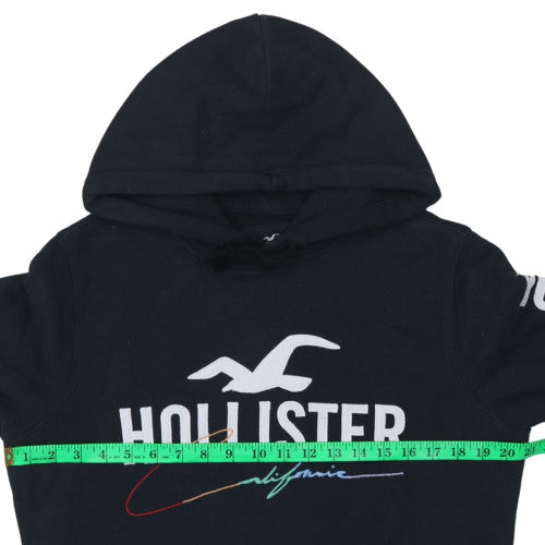 Hollister Womens Black Small Pullover Hoodie With Logo Print