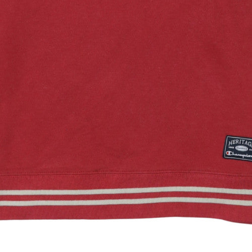 Champion Men's Red Beige Pullover Sweatshirt M Crew Neck Embroidered Logo
