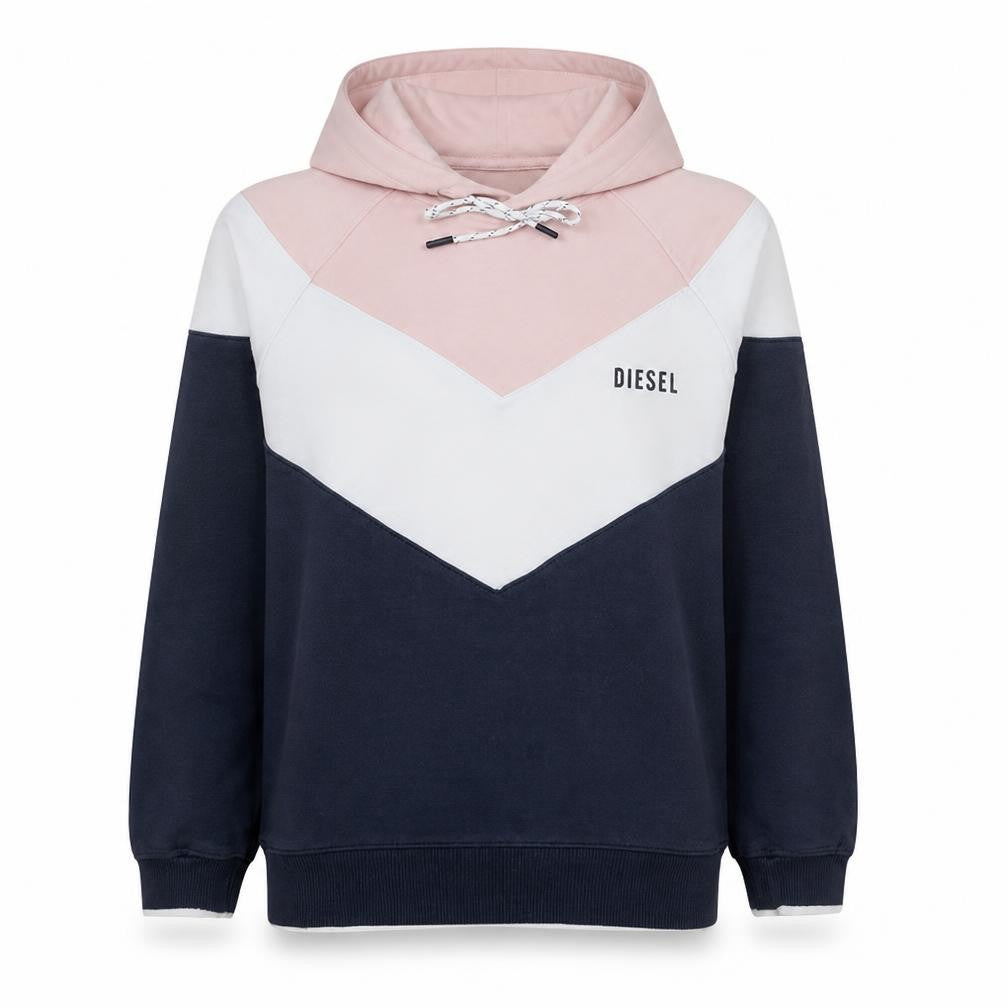 Diesel Women’s Pink Blue Colourblock Pullover Hoodie Size M