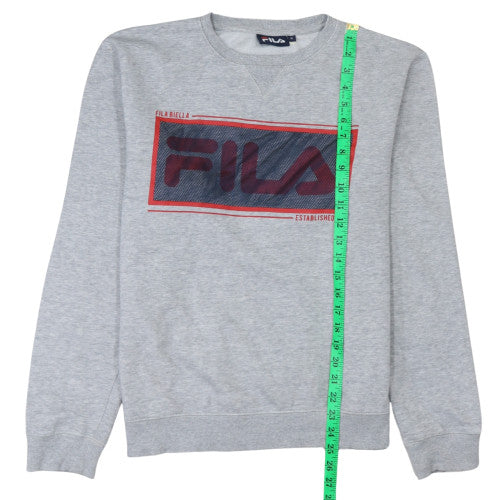 Fila Women's Grey Logo Pullover Sweatshirt M Casual Cotton Blend