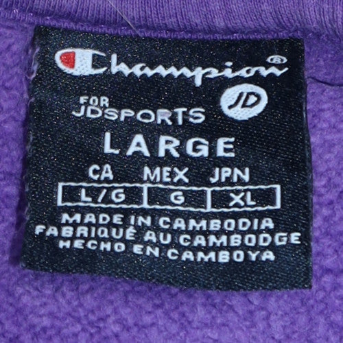Champion Womens Purple Pullover Hoodie Large Cotton Casual