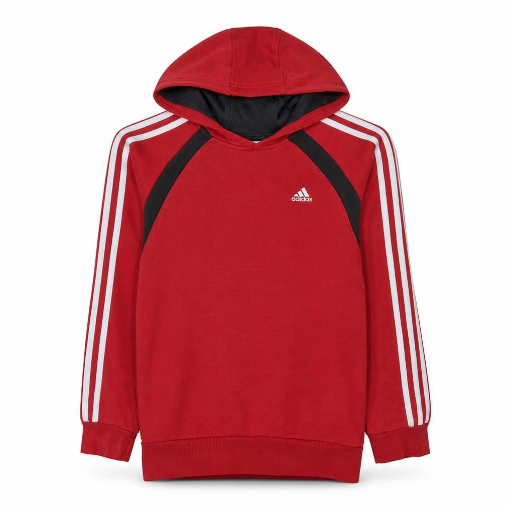 Adidas Boys Red Pullover Hoodie 9-10 Years Cotton Blend Classic Fit