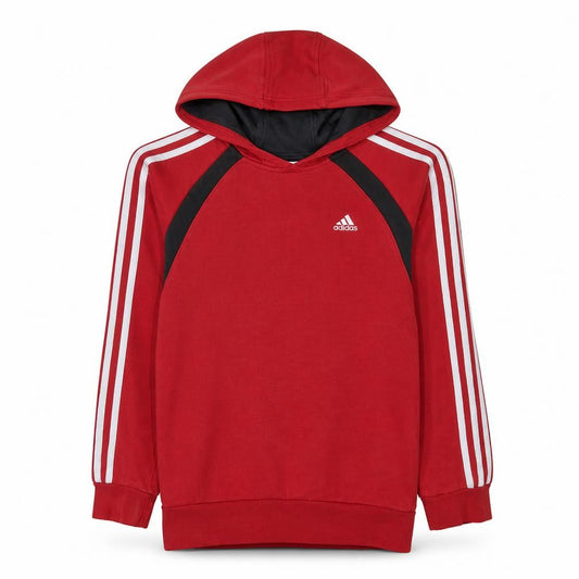Adidas Boys Red Pullover Hoodie 9-10 Years Cotton Blend Classic Fit