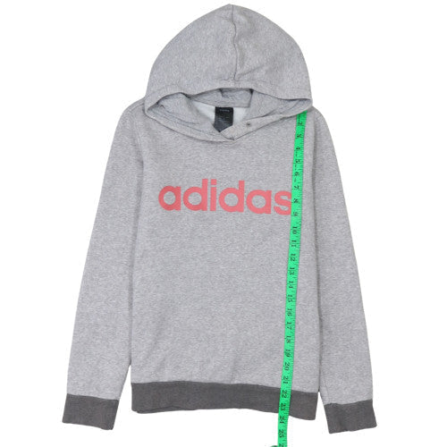 Adidas Womens Grey Pullover Hoodie Small Cotton Blend Casual