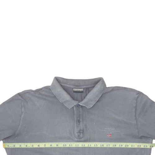 Napapijri Men's Grey Cotton Polo Shirt Size M Regular Fit