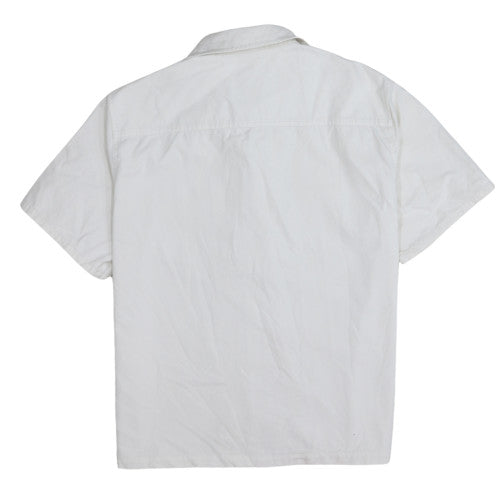Converse Men's White Cotton Zip-Up Short Sleeve Shirt M