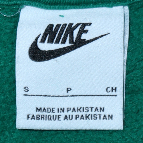 Nike Men's Green Small Pullover Hoodie with Logo and Kangaroo Pocket