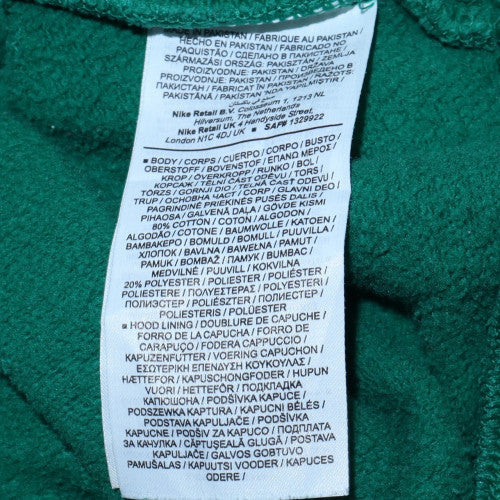 Nike Men's Green Small Pullover Hoodie with Logo and Kangaroo Pocket
