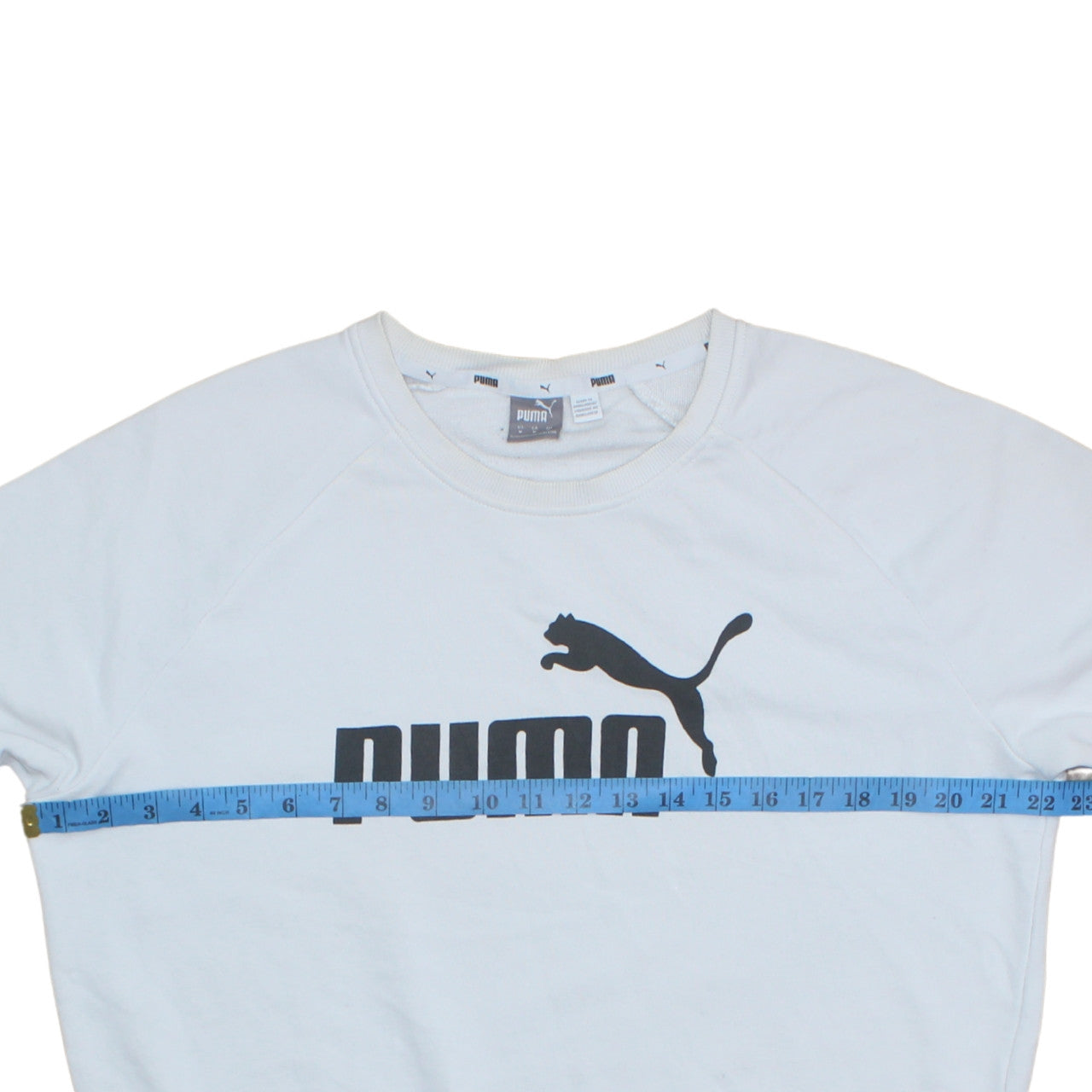 Puma Womens White Crew Neck Sweatshirt Medium Logo Print Pullover