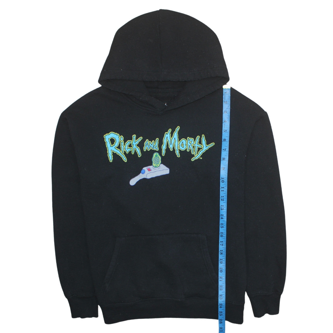 Pull&Bear Rick and Morty Black Men's S Pullover Hoodie Graphic Print