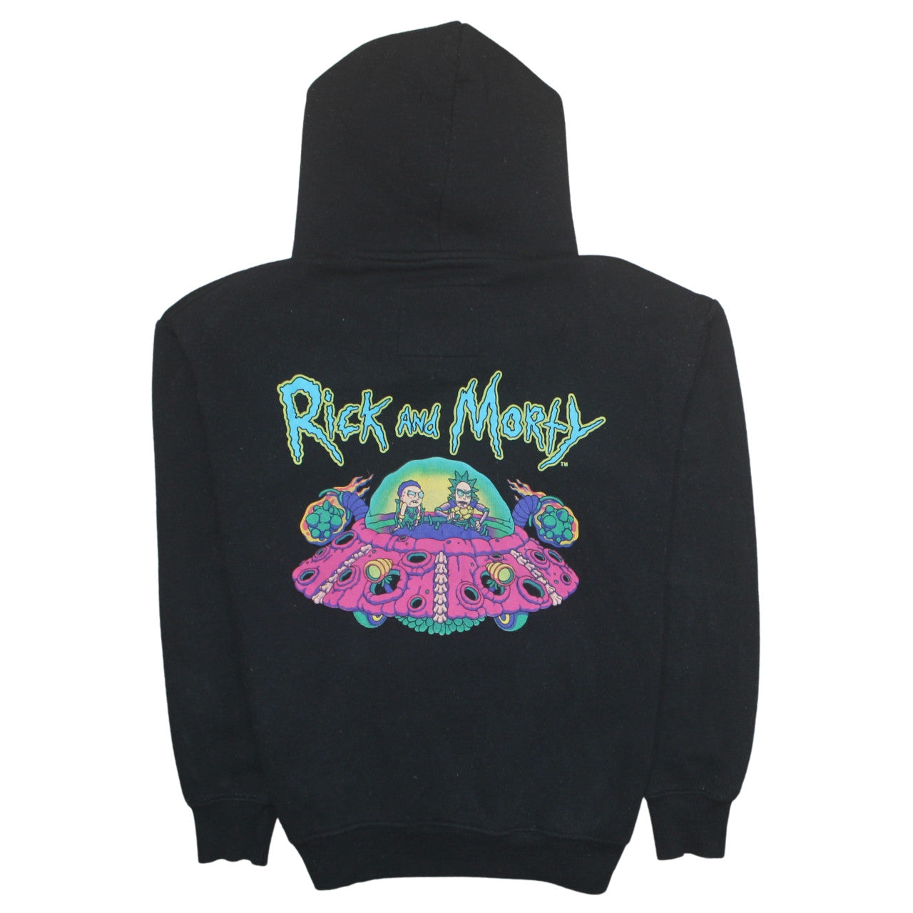 Pull&Bear Rick and Morty Black Men's S Pullover Hoodie Graphic Print