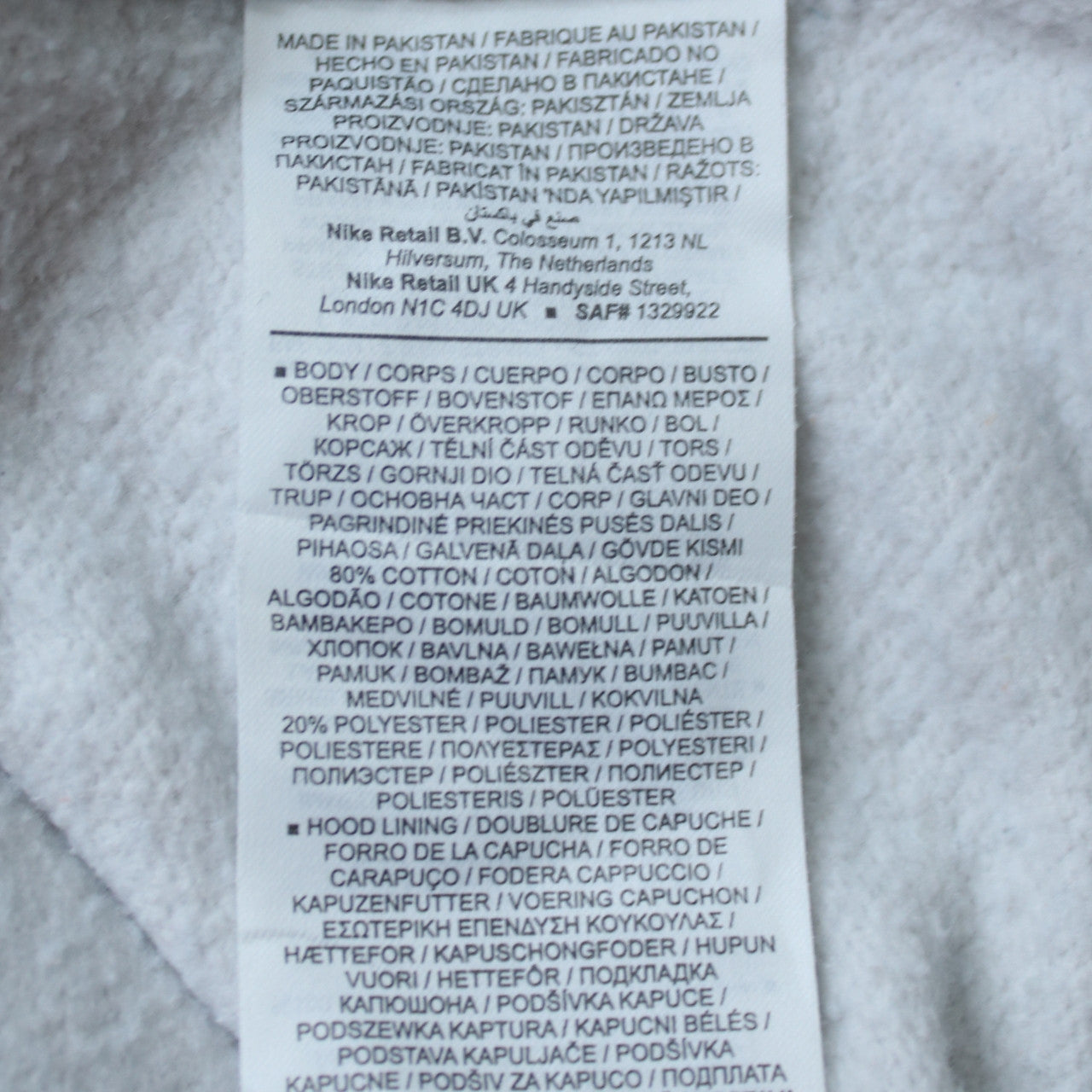 Nike Men's White Pullover Hoodie Size L Fleece Sweatshirt