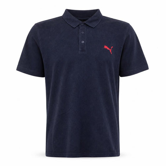Puma Men's Blue XL Cotton Polo Shirt with Red Logo
