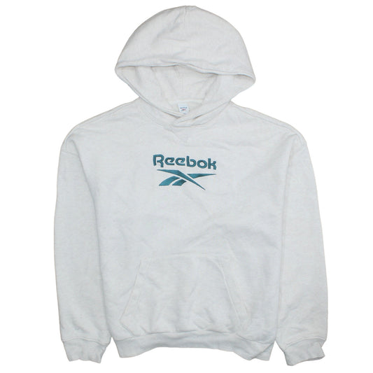 Reebok Women's White Pullover Hoodie Sweatshirt Size M Logo Style
