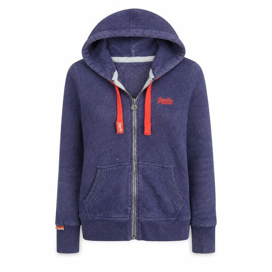 Superdry Orange Label Womens Blue Full Zip Hoodie Size M