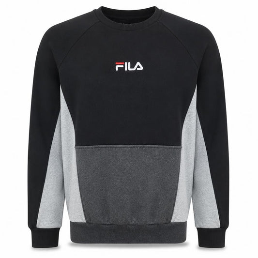 FILA Mens Black XS Pullover Sweatshirt Crew Neck Fleece Logo Sportswear