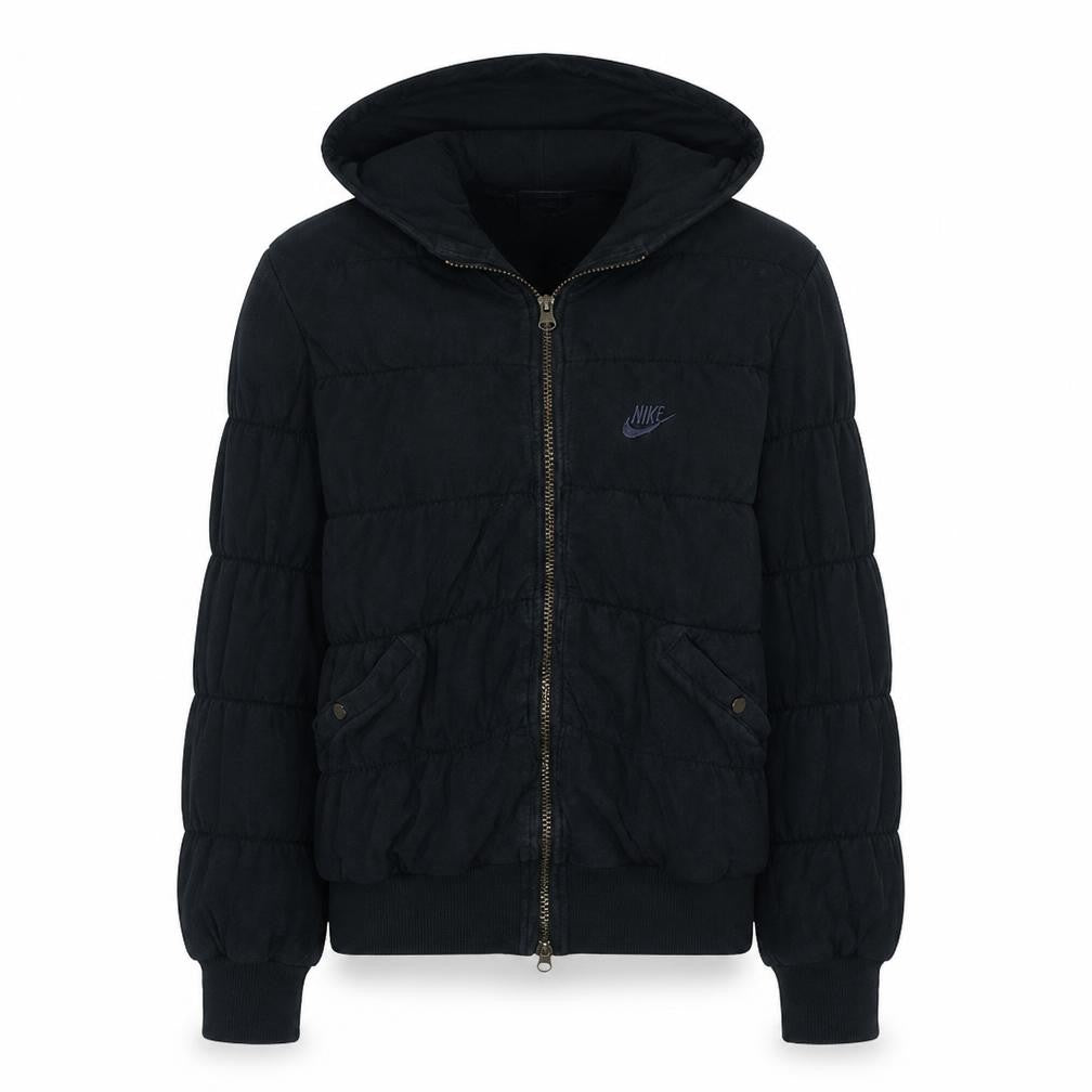 Nike Women's Black Full Zip Hooded Sweatshirt L Quilted Style