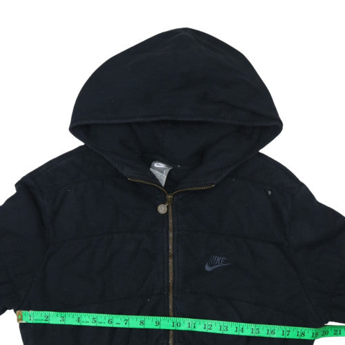 Nike Women's Black Full Zip Hooded Sweatshirt L Quilted Style