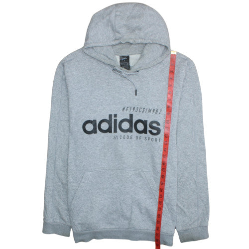 Adidas Men's Grey XL Pullover Hoodie with Logo Print